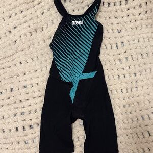 Arena Women's Black & Teal One-Piece Tech Swimsuit